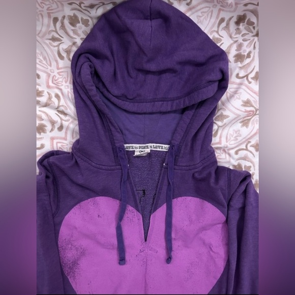 Purple PINK hoodie with heart & rainbow PINK logo - Picture 2 of 10